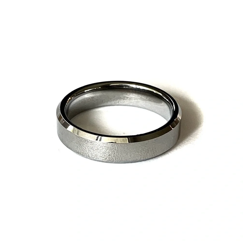 Tungsten Steel Carbide Gunmetal Dark Silver Color Metal Shiny Men's Wedding Ring